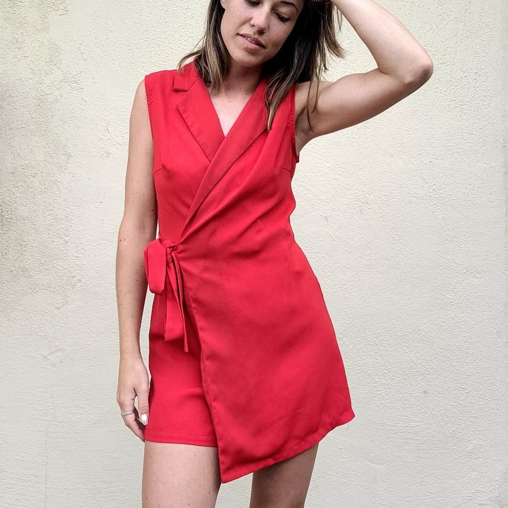 Red skort romper - SHEIN